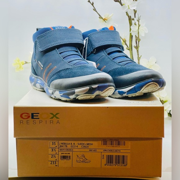Geox Boys Shoes J NEBULA B. B Size: 3 1/2US / 35EU / 2 1/2UK Navy/Orange - Picture 13 of 15